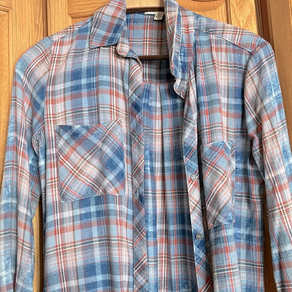 Cloth & Stone Plaid Tunic Dress Button Down Sz XSm BinE - Picture 9 of 10